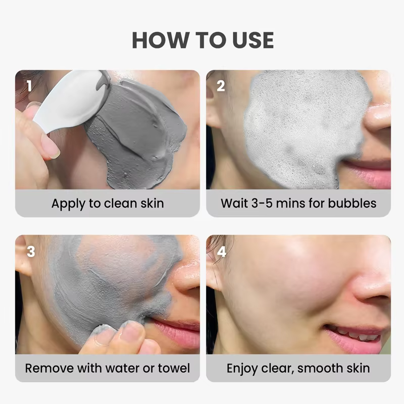 YUITIKUE Masque à bulles de basilic sacré avec 13 % PHA et 22 % d'argile naturelle - Nettoyage en profondeur auto-mousse
