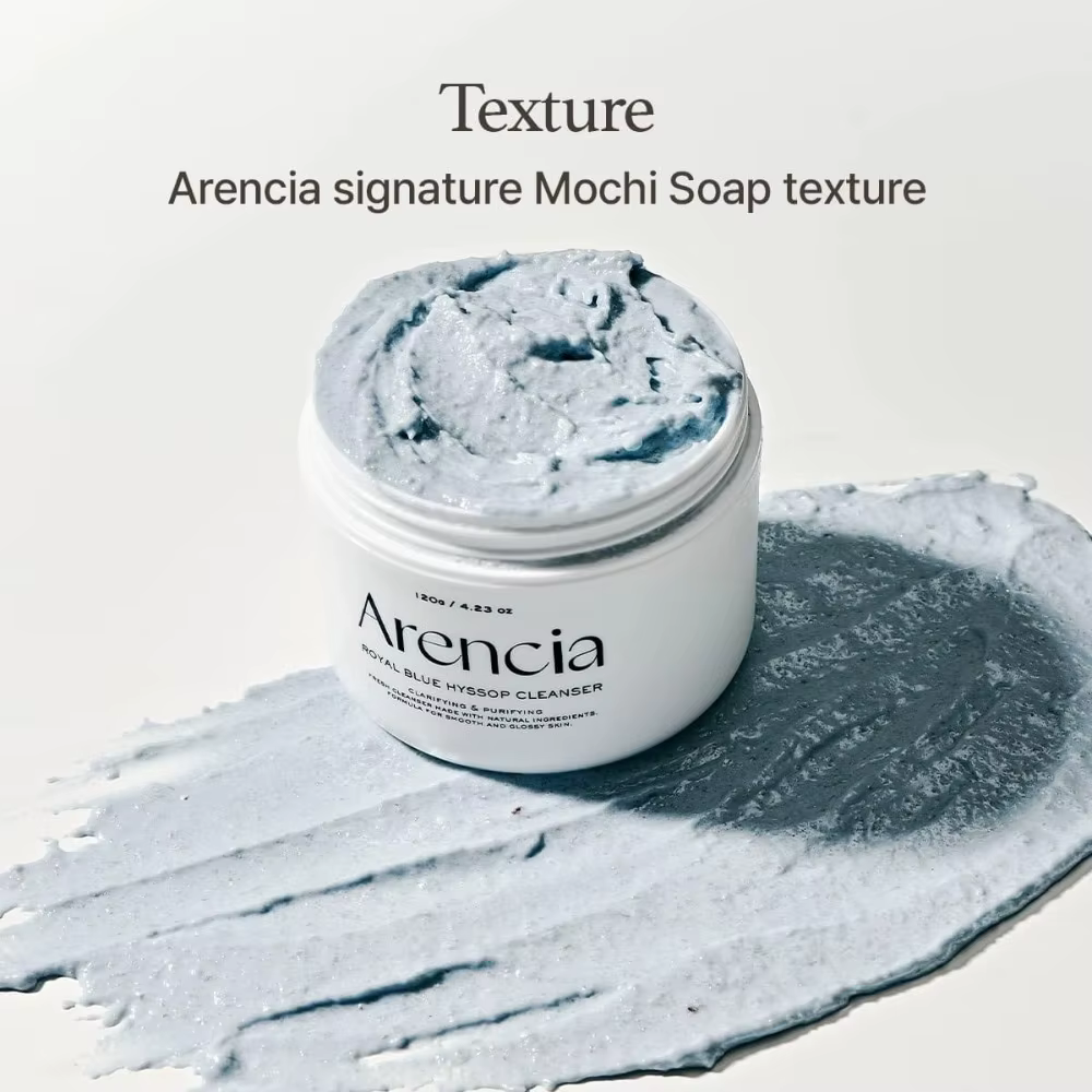 Nettoyant Mochi au riz frais Arencia 120g Hyssop bleu Thé vert Rose musquée Camomille Nettoyage en profondeur doux Hydratant Peau éclatante