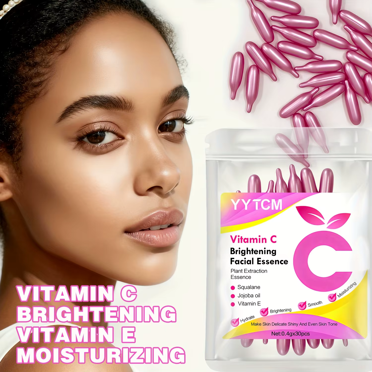 Essence en capsules éclaircissante et hydratante à la vitamine C