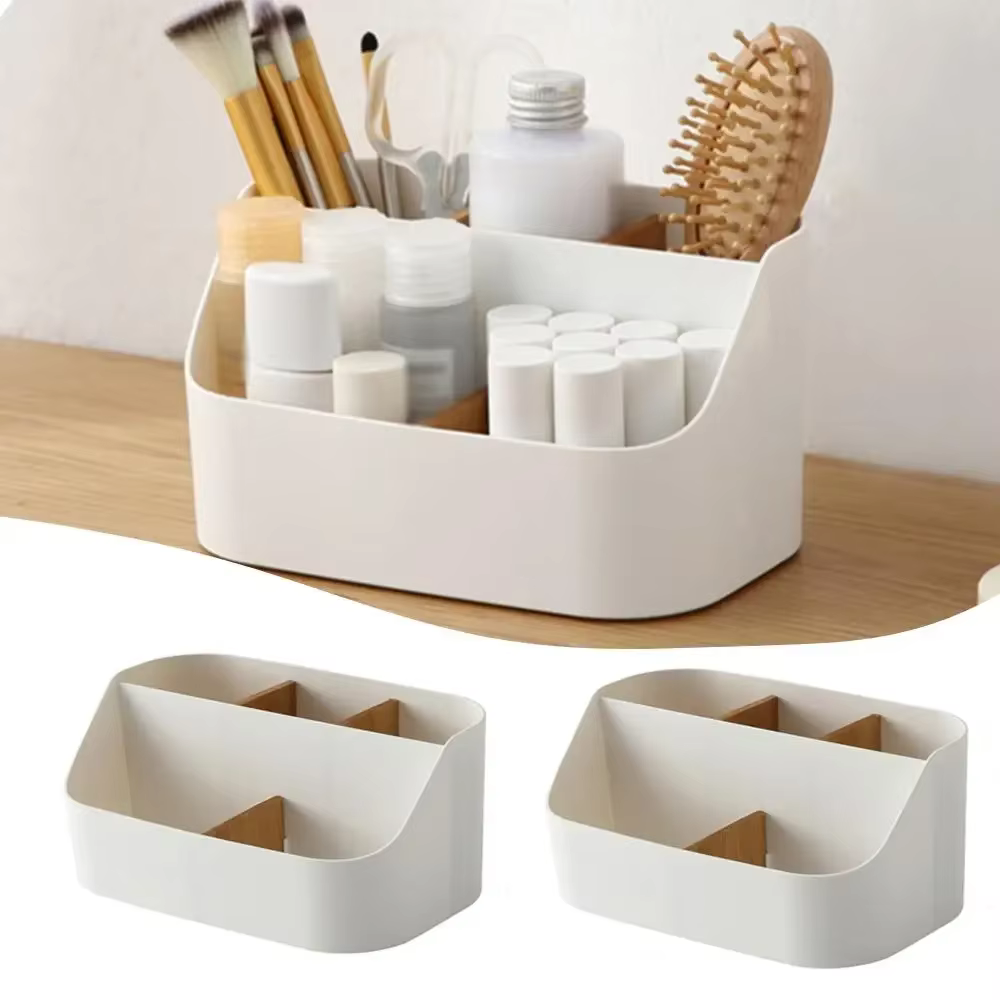 Boîte de rangement de bureau, boîte de fournitures de bureau, maquillage, cosmétiques, organisateur de bureau, boîte de séparation de rangement en plastique pour bureau et salon