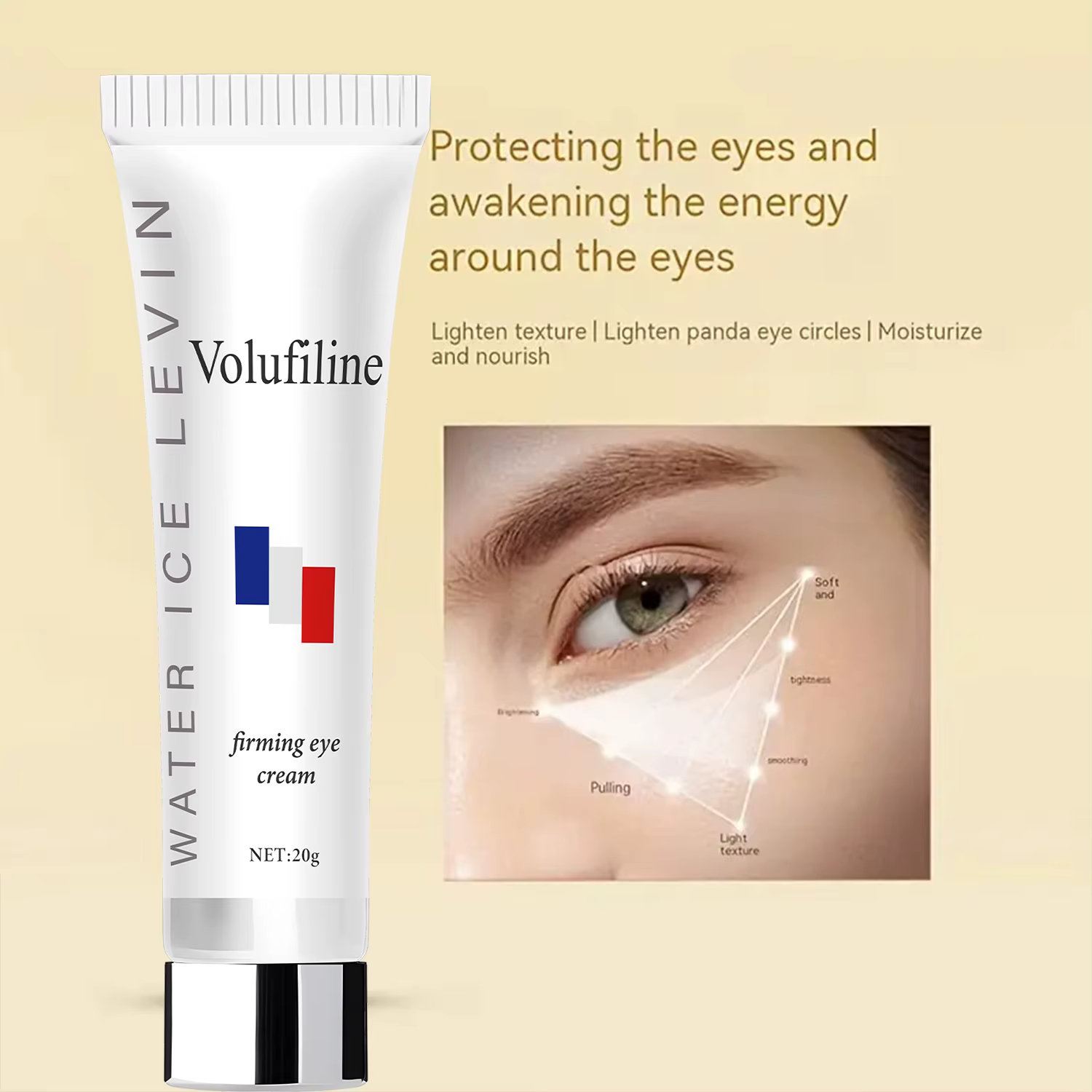 Crème pour les yeux Volufiline à l'acide hyaluronique et au rétinol - Formule hydratante et anti-âge pour une peau