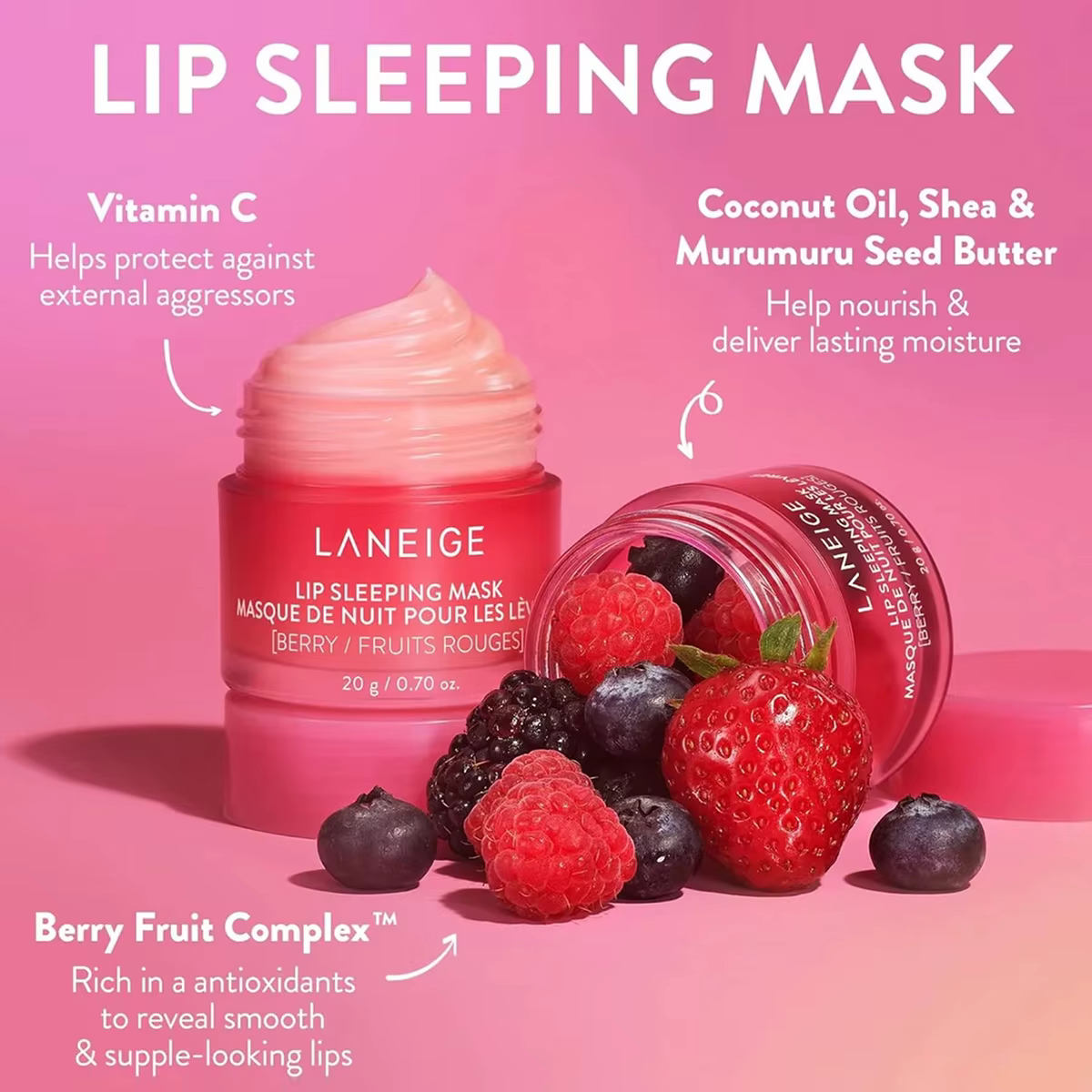 Masque de nuit pour les lèvres Laneige 20g