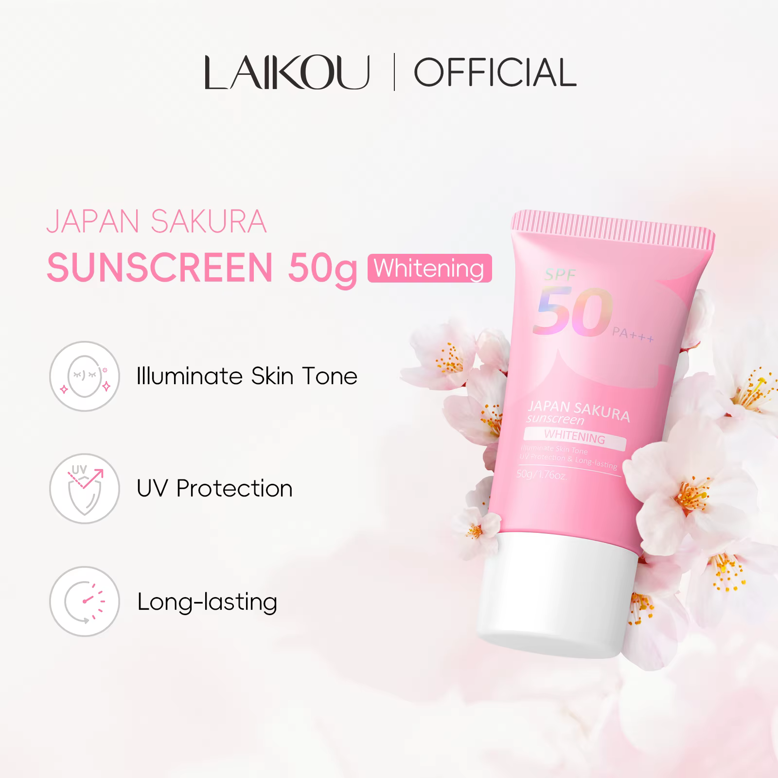 LAIKOU japon Sakura visage crème solaire radiante UV rayons Protection SPF50 PA +++