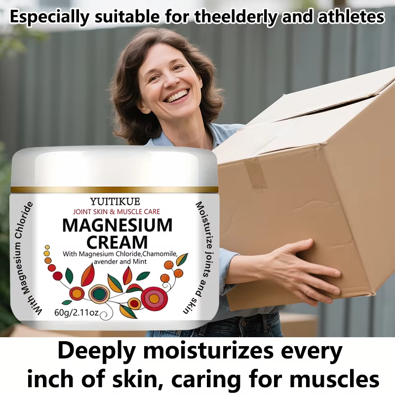 Crème au magnésium Yuitikue, 60g, crème pour les soins des articulations, de la peau et des muscles avec du chlorure de magnésium, de la camomille, de la lavande et de la menthe