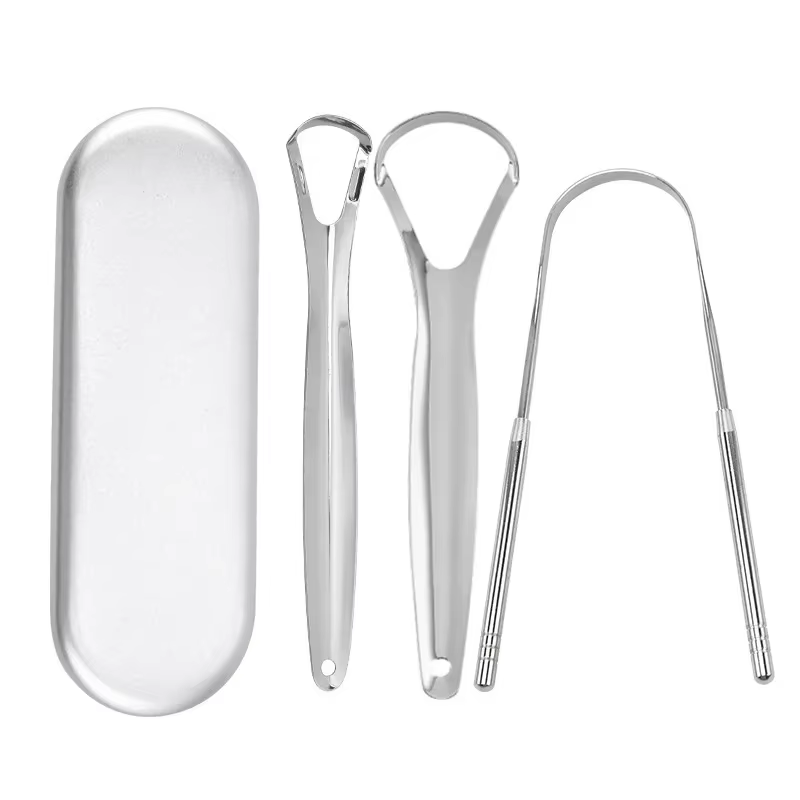 Grattoir à langue en métal Premium, 1 pièce/3 pièces, nettoyeur pour adultes et enfants, grattoirs à langue portables en acier inoxydable, brosses pour enlever