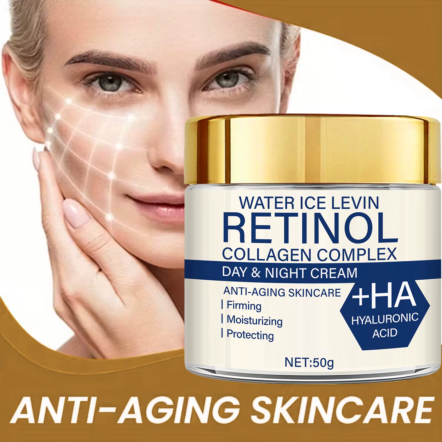 Crème de jour et de nuit au complexe de collagène au rétinol : +HA, anti-âge, raffermit/hydrate la peau, usage quotidien pour une brillance plus douce et sûre