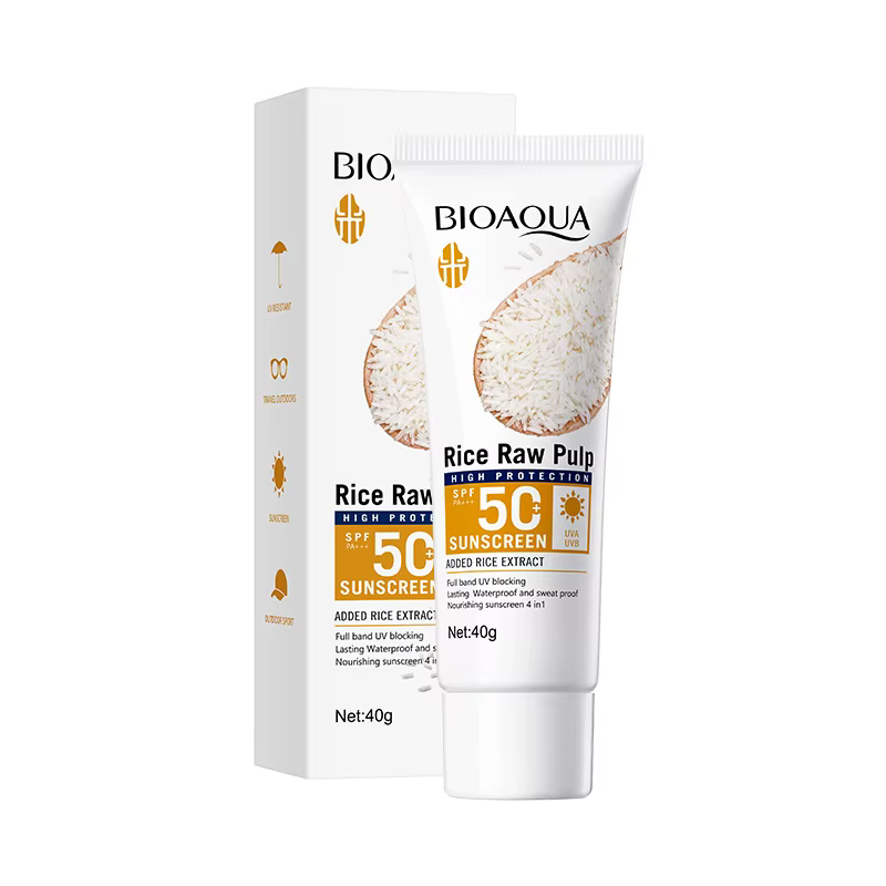 BIOAQUA pulpe brute de riz Spf 50 + crème solaire pour visage corps cou dos protecteur bloqueur