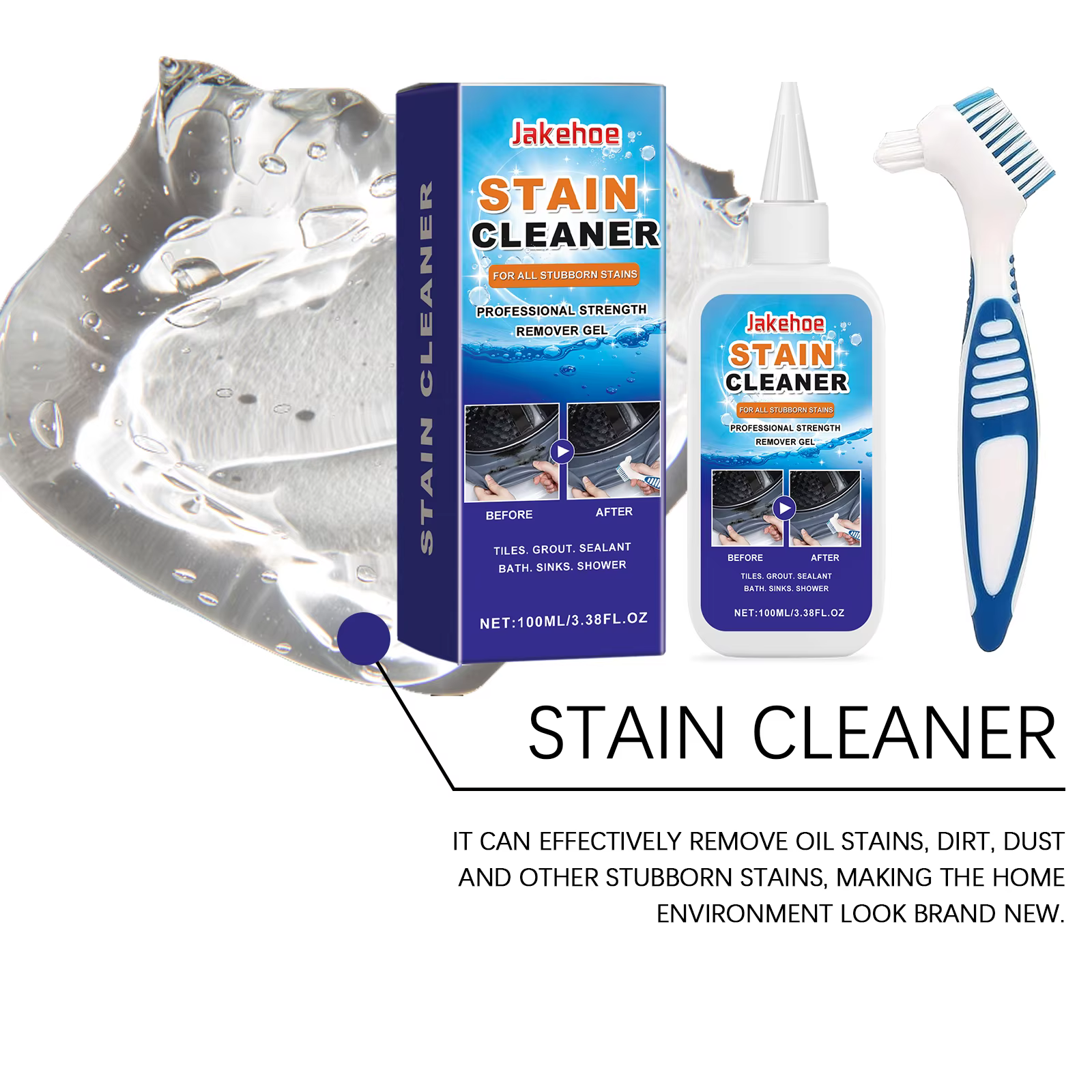 Nettoyeur de taches domestique, Gel dissolvant de force professionnel, Gel répulsif anti-moisissure polyvalent pour machine à laver et toilettes