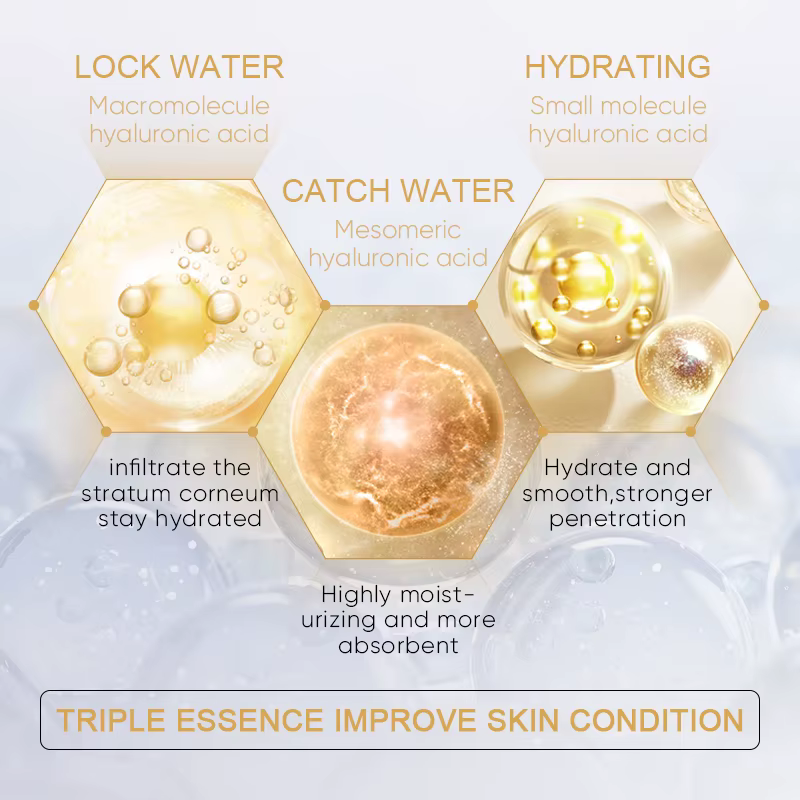 SADOER 24k Ampoule d'or huile d'essence pour le visage hydratant raffermissant acide hyaluronique sérum éclaircissant