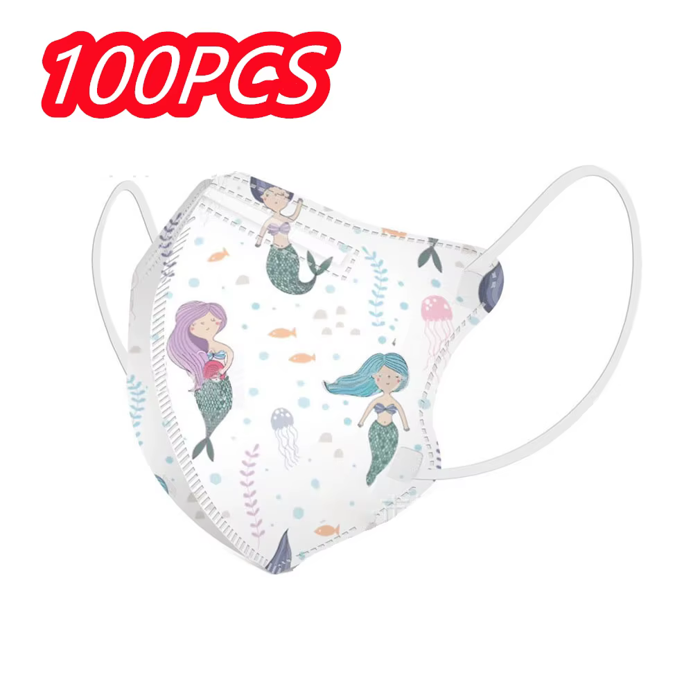 Masques faciaux jetables pour enfants, filtre 4lys, Anti-poussière, Anti-grippe, protection buccale respirante en tissu fondu, 100/50/10 pièces