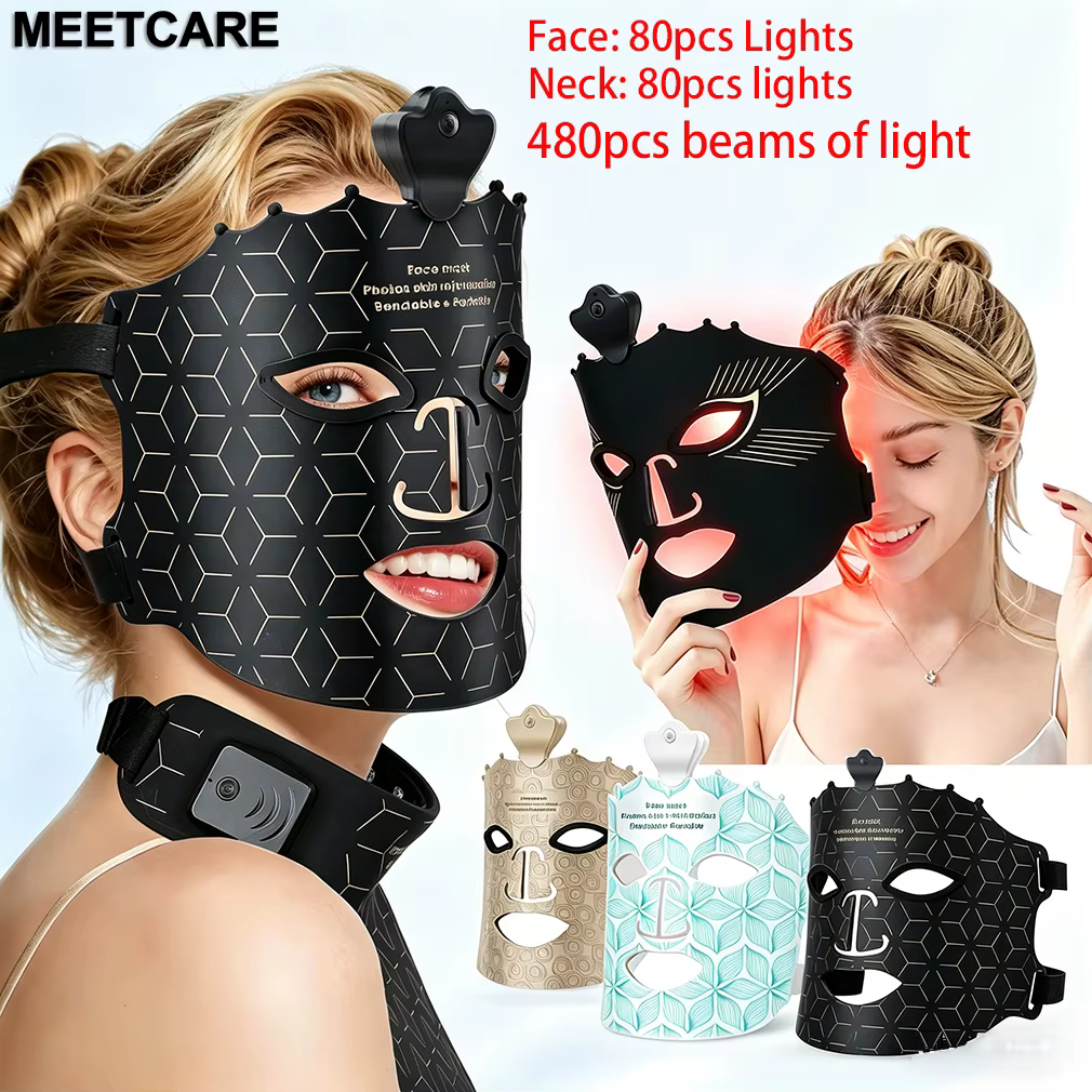 Masque facial ou pour le cou à LED 7 couleurs avec 80 lumières