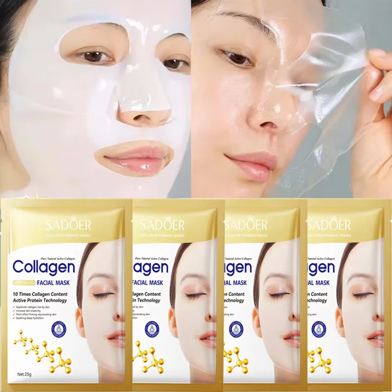 Masque facial anti-rides au collagène
