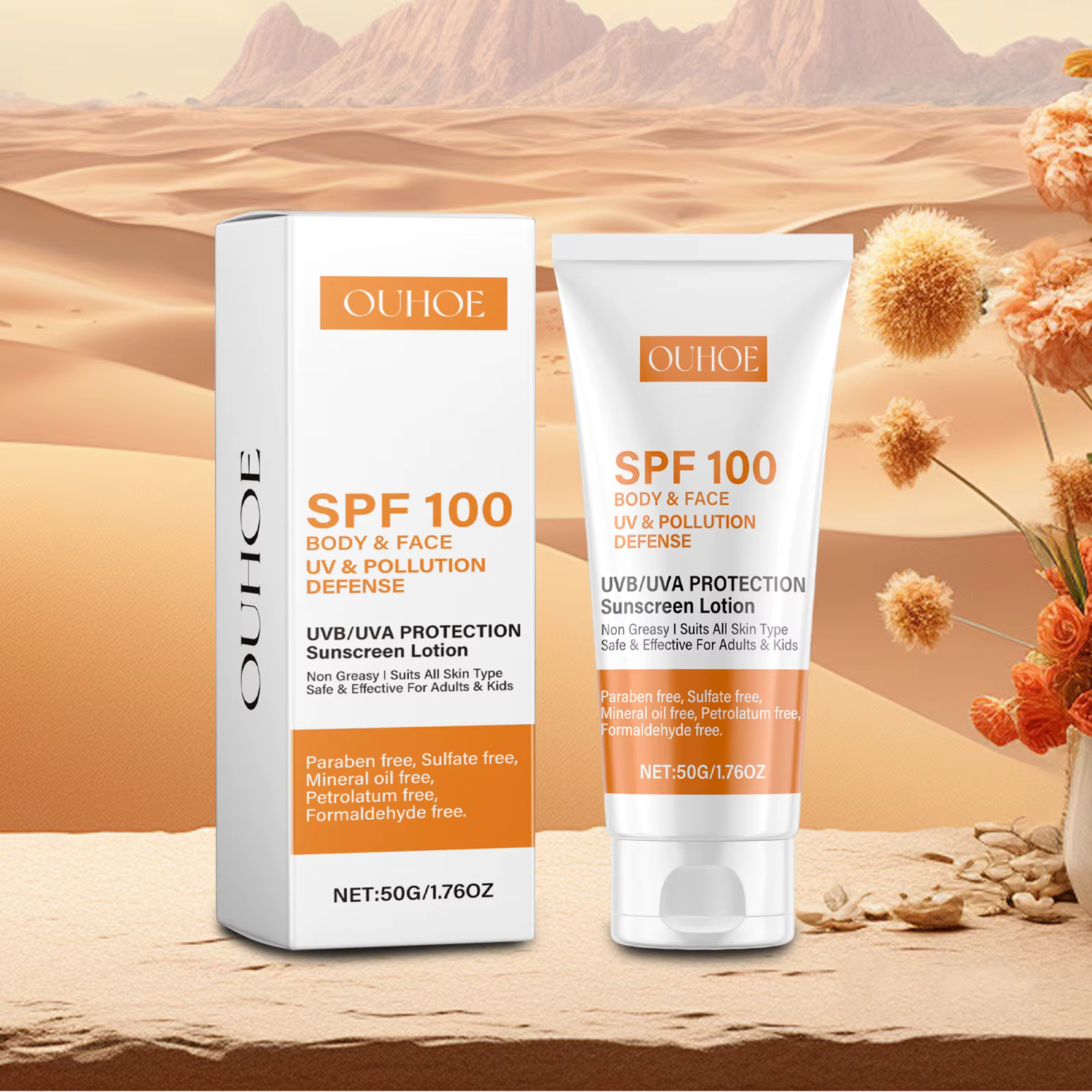Crème solaire visage et corps non grasse SPF 100+