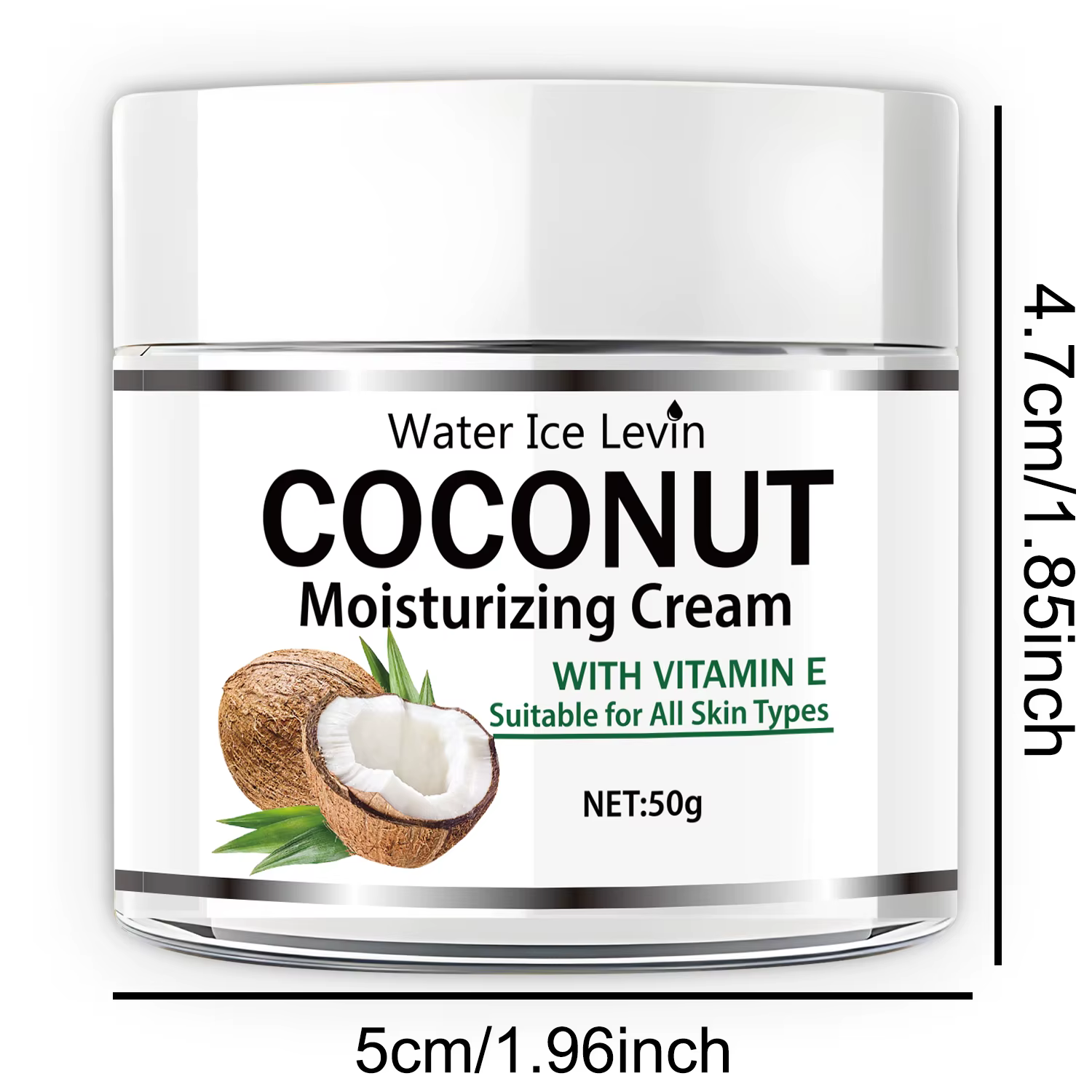 Crème hydratante à l'huile de noix de coco 50g | Collagène et vitamine E | Sans alcool | Convient à tous les tons de