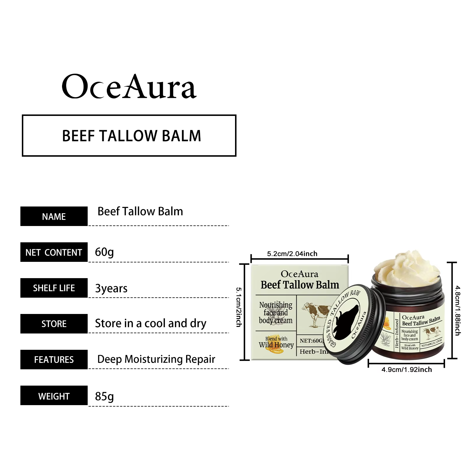 Bœuf Tallow corps hydratant estompe les ridules réparer la peau améliore le rajeunissement