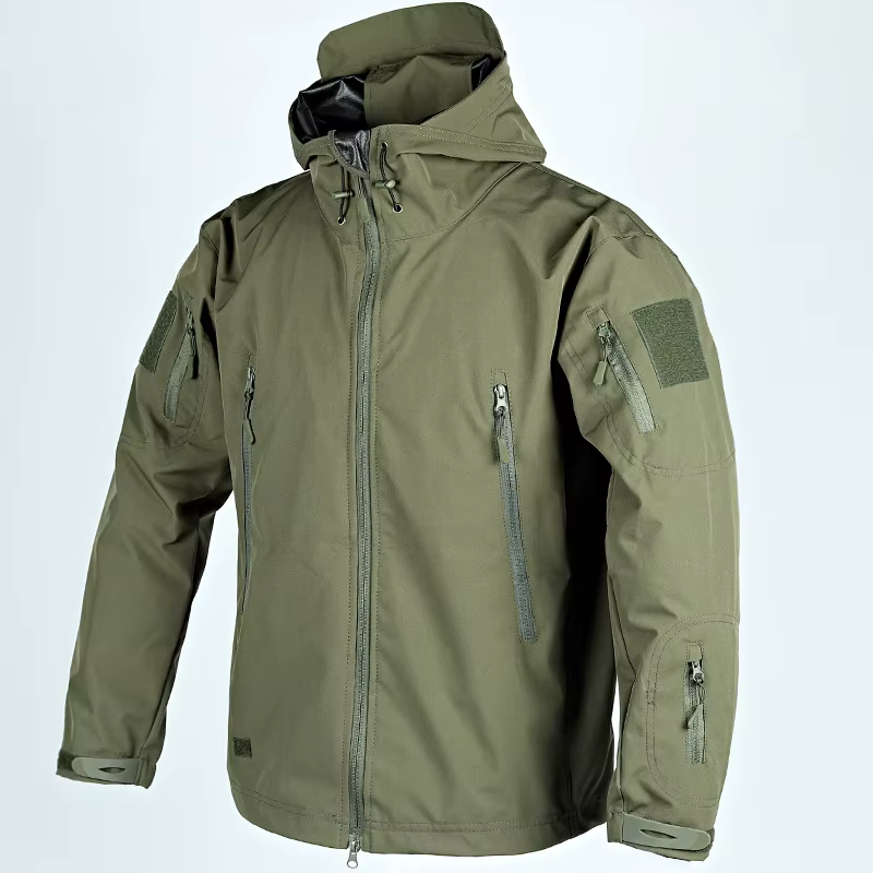 Vestes en peau de requin pour hommes, imperméable, mince, extérieur, bombardier à capuche, coupe-vent, combinaison multi-poches, résistant à l'usure, veste polaire