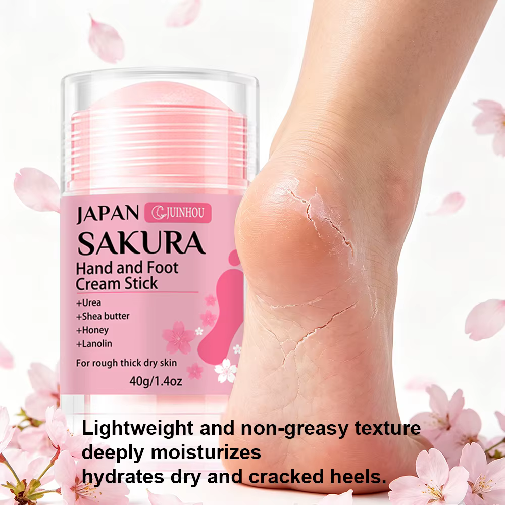 JUINHOU Crème stick mains et pieds à la fleur de cerisier 60% URÉE + 2% ACIDE SALICYLIQUE Hydratation intense