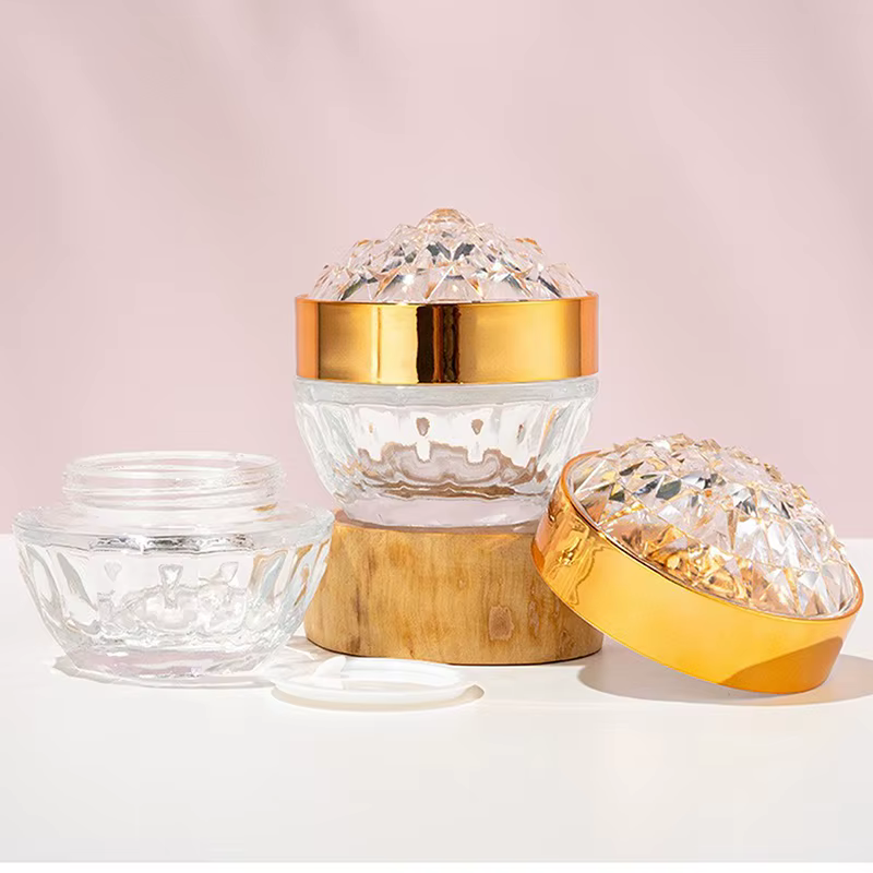 Pot de crème pour le visage en verre de luxe 50g
