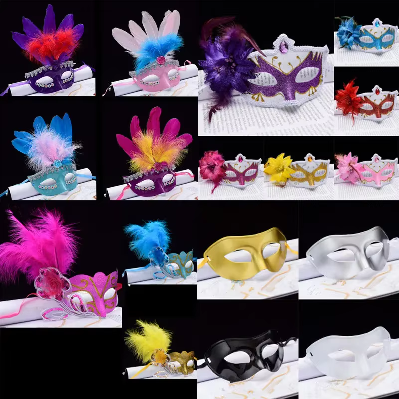 10 pièces masques de plumes colorés femmes filles princesse masque de mascarade Sexy danse fête d'anniversaire accessoires de carnaval noël Halloween