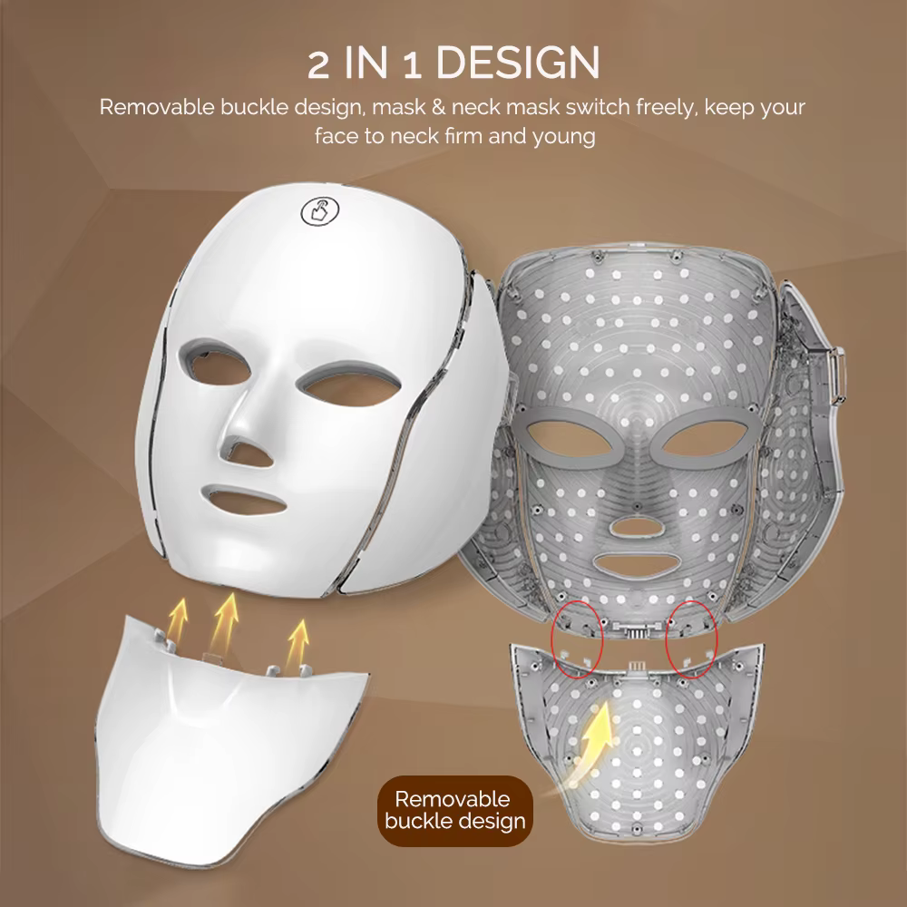 Masque facial LED avec traitement lumineux du cou 7 couleurs