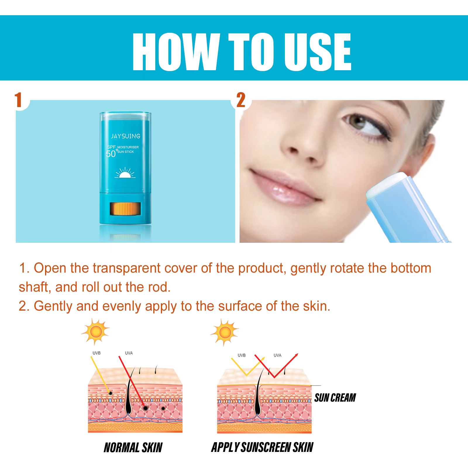 Crème solaire en stick pour le visage