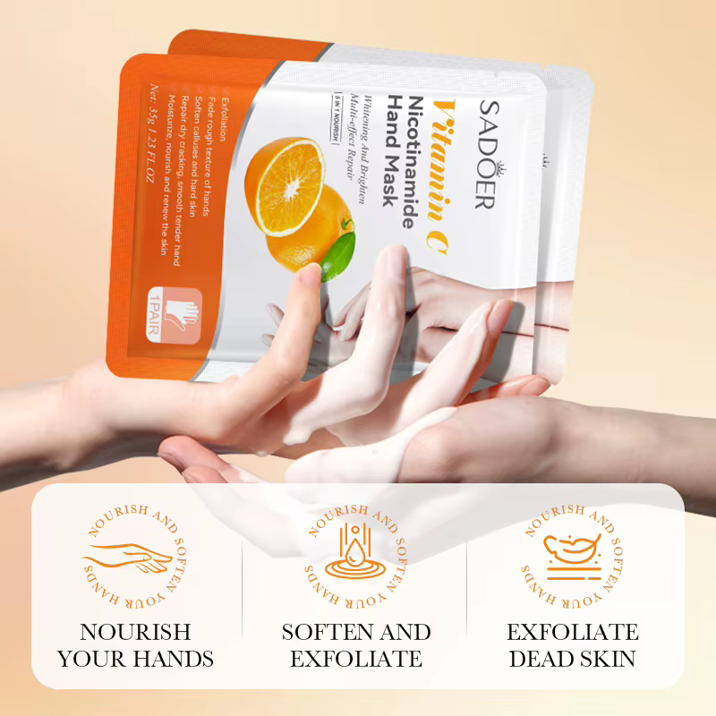 6 paires SADOER fruits masque pour les mains avocat miel pêche papaye cerise fraise vitamine C masques hydratants