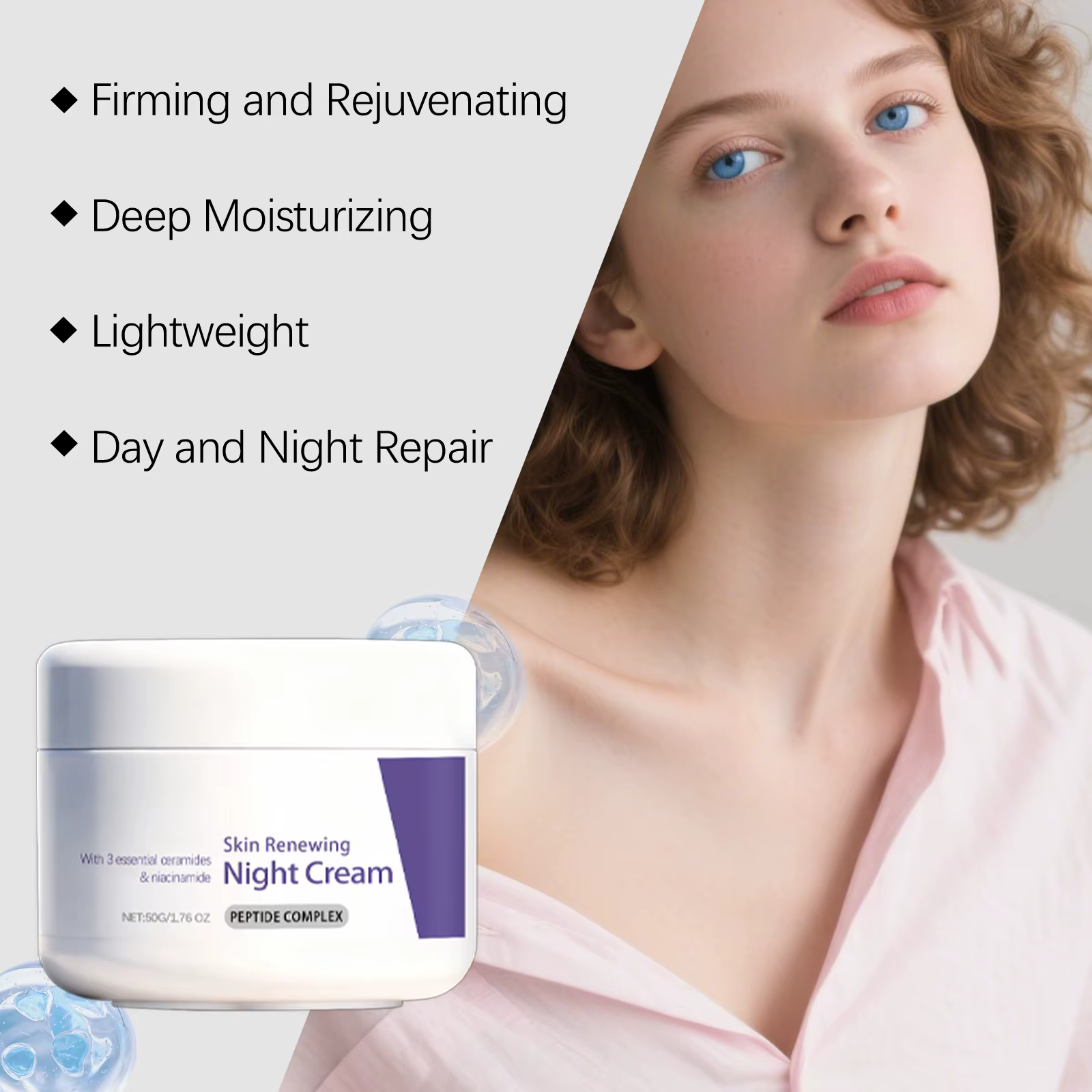 Niacinamide éclaircir la crème de nuit améliore la matité inhibe la Production de la mélanine rétrécit les Pores