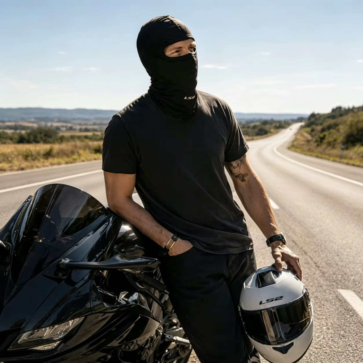 Masque Balaclava pour moto LS2 original, pour hommes et femmes, protection solaire UV, masque facial respirant, séchage rapide, masque d'hiver chaud pour le ski