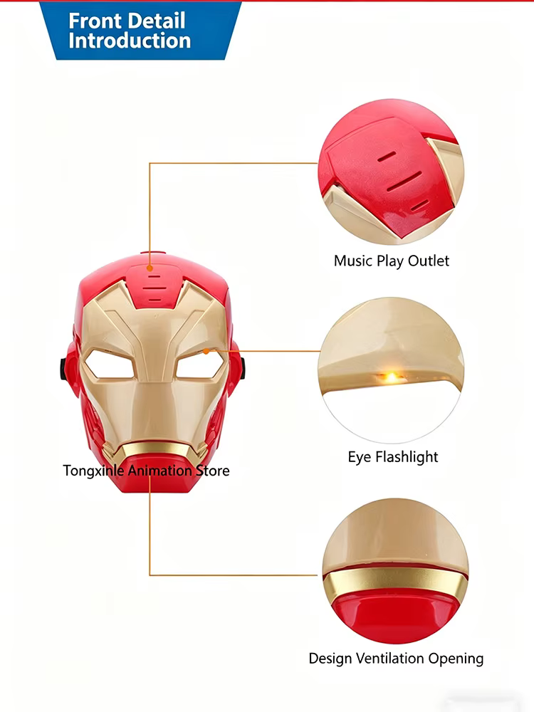 Jouet en fer avec effets lumineux et sonores, masque ouvrable, gants lanceurs de poignet, accessoires de cosplay de dessin animé et d'anime pour cadeaux de fête