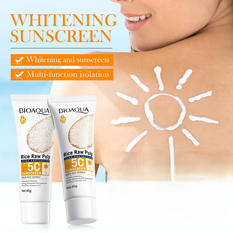Purée de riz crème solaire SPF50 + PA + protection solaire/UV rafraîchir Non collant imperméable résistant à la sueur