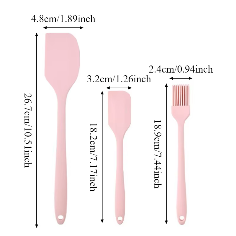 Ensemble de spatules en Silicone rose/vert/noir, grattoir à crème, gâteaux, tranches, Application de confiture, cuisson de cuisine, mélange d'outils de cuisson, 3 pièces/ensemble