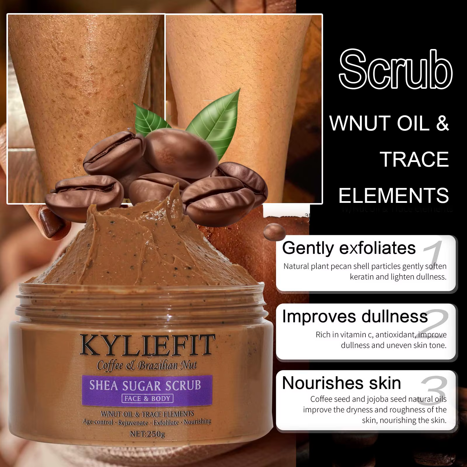 KYLIEFIT Exfoliant naturel au sel pour le corps et le visage