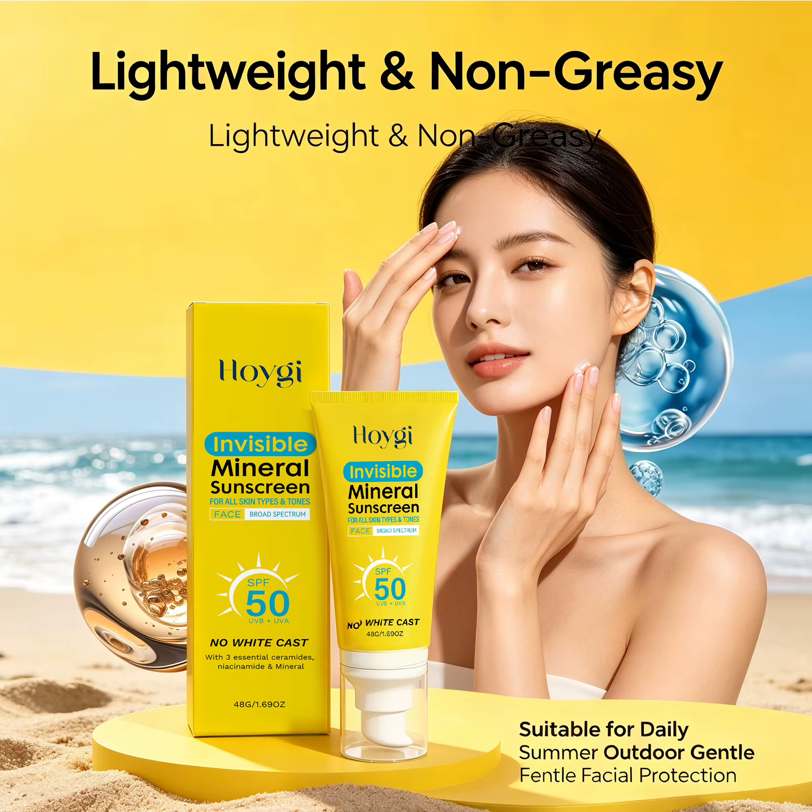 Crème solaire minérale SPF 50 sans traces blanches