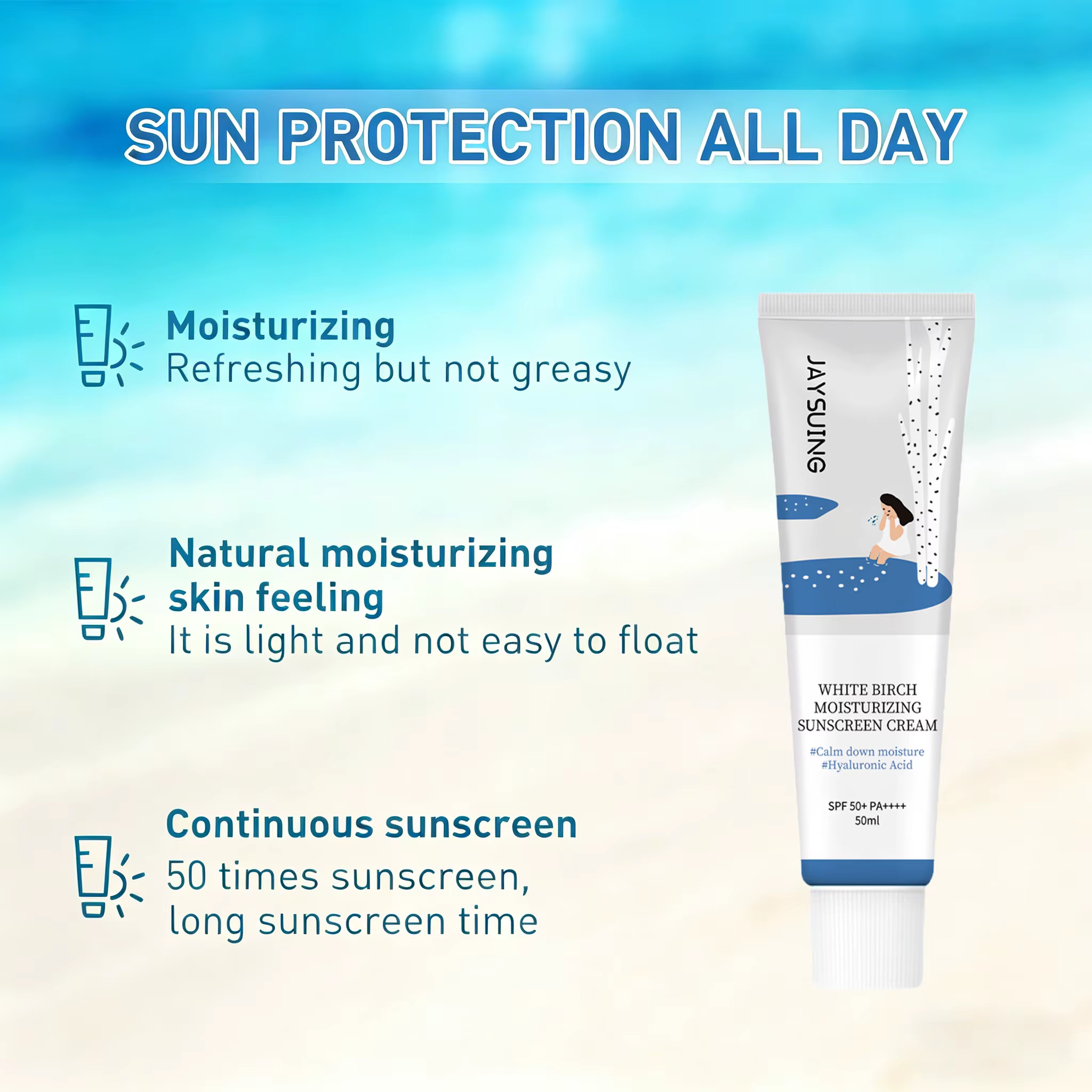 Crème solaire hydratante SPF50+ PA+++ à large spectre