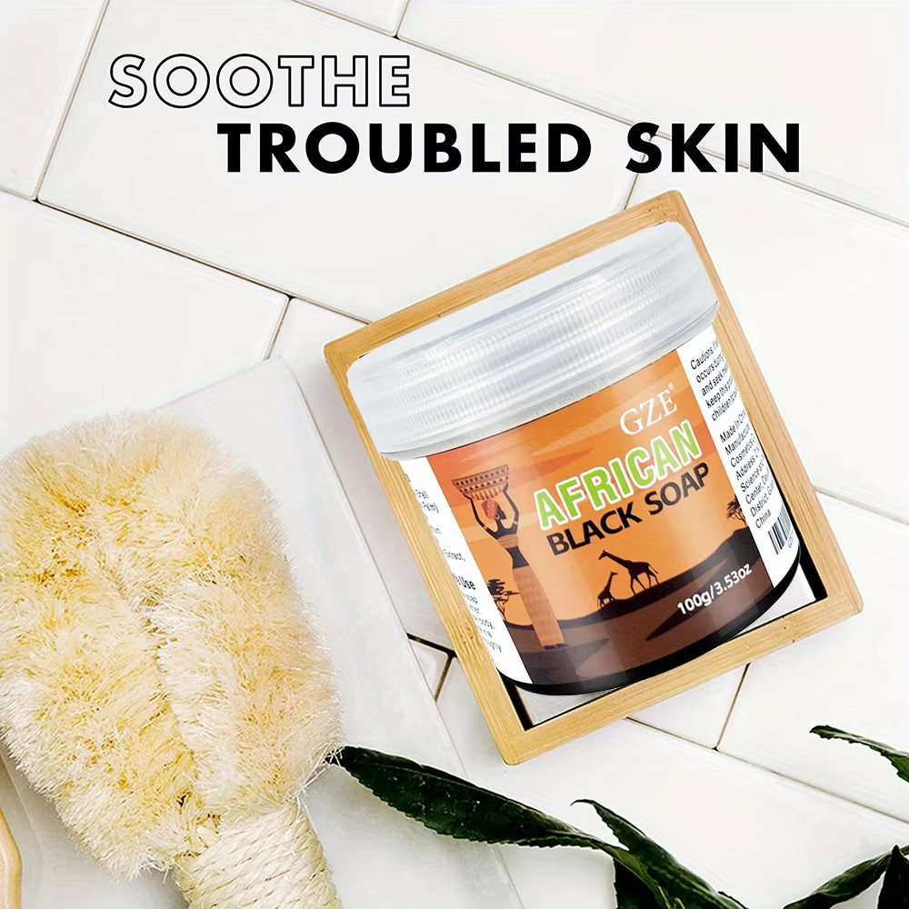 GZE Savon noir africain nettoyant 3 en 1 pour le visage