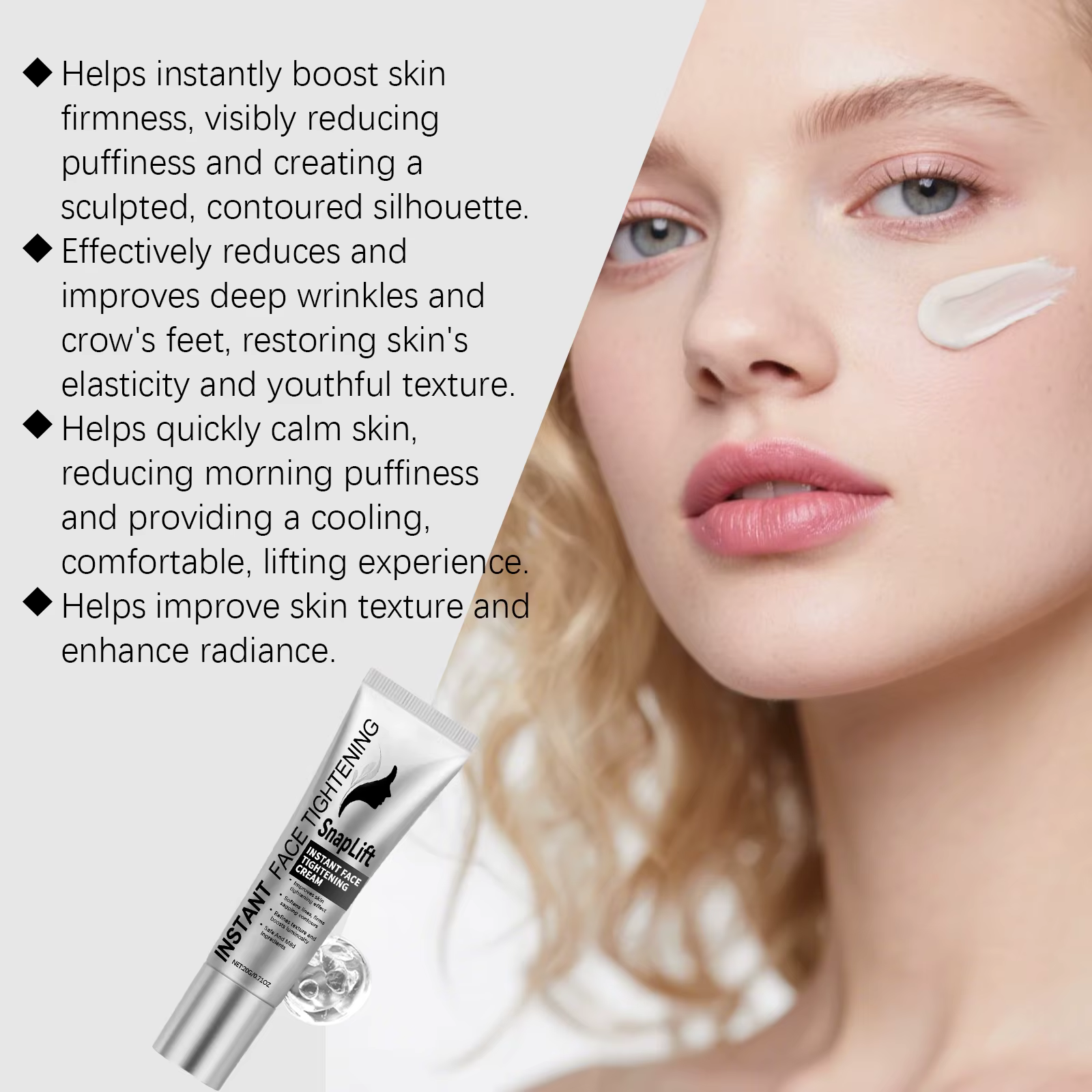 Crème raffermissante instantanée pour le visage : Réduit les rides et ridules