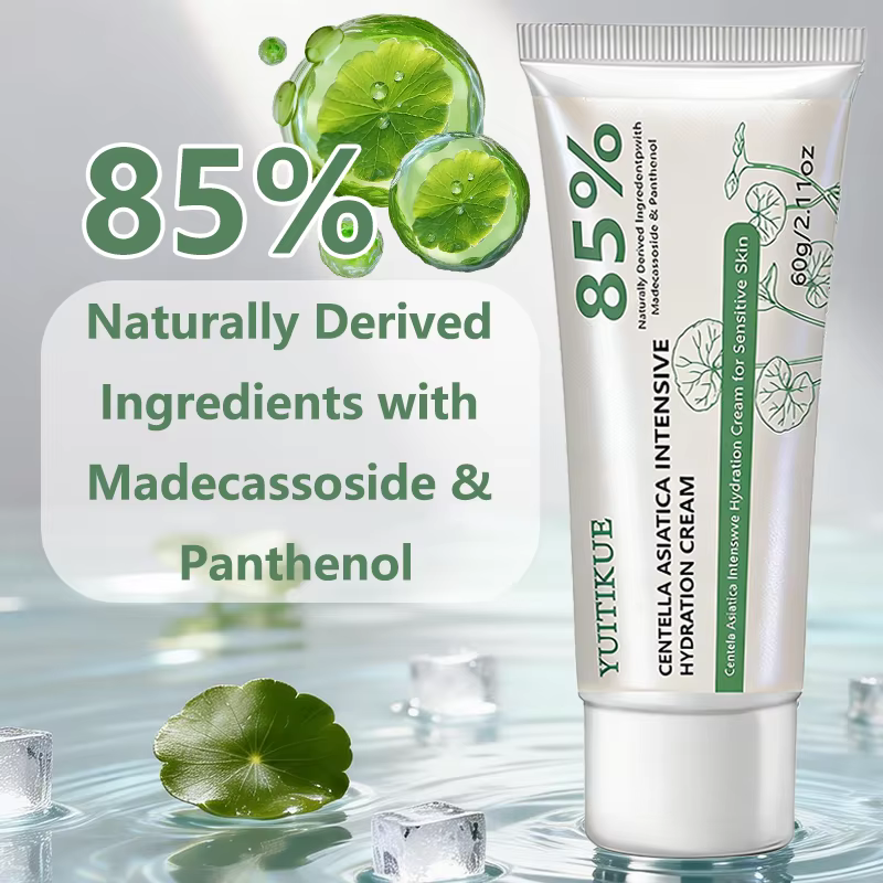 Crème hydratante intensive YUITIKUE à la Centella Asiatica 60g Formule 85% naturelle pour une hydratation intense et les peaux sensibles