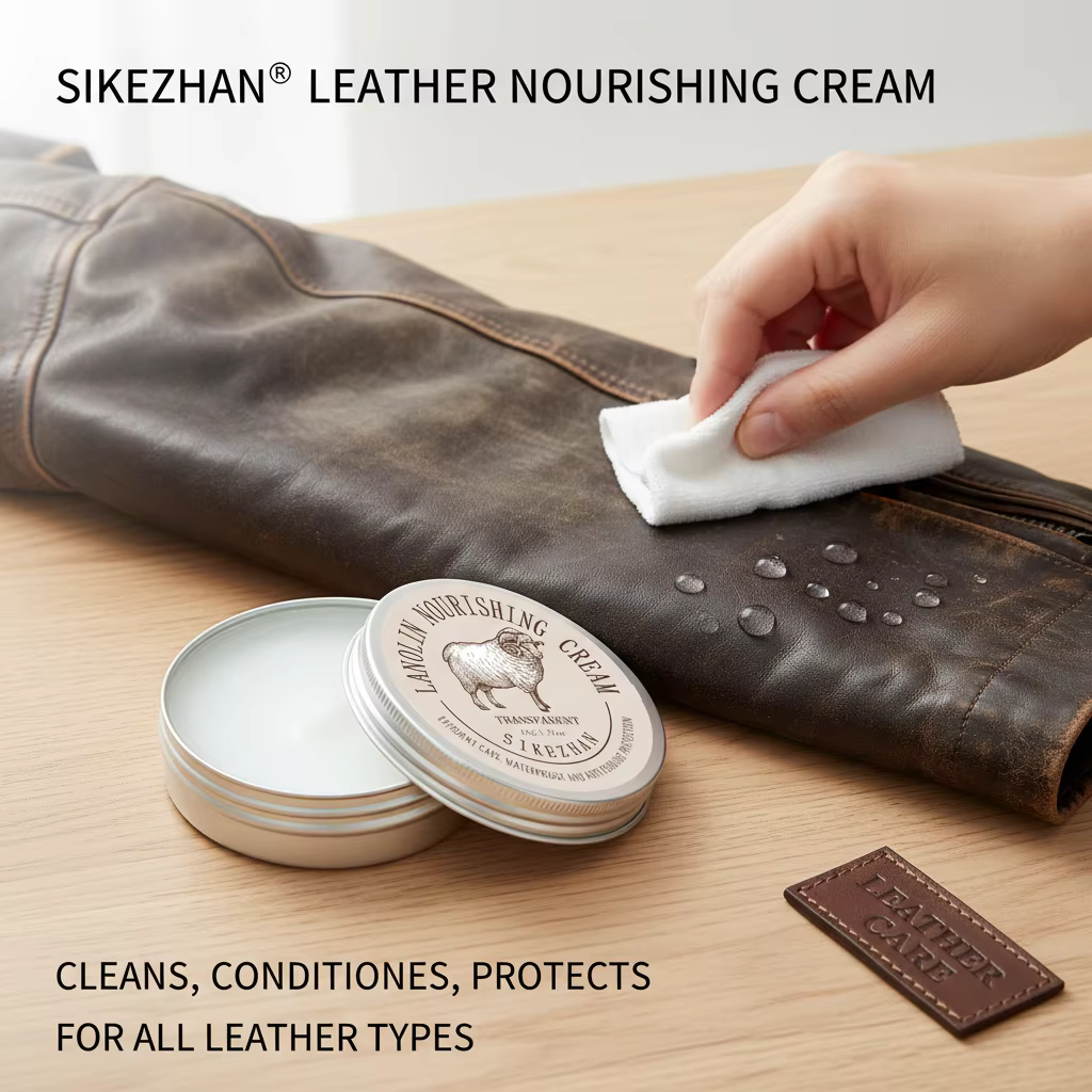 Crème d'entretien pour veste en cuir – Baume nourrissant pour lanoline, revitalisant transparent pour restaurer, imperméable et protéger les manteaux en cuir