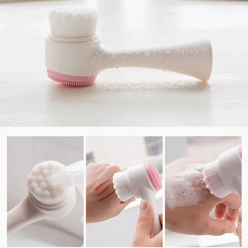 Brosse de nettoyage du visage Double Silicone 3D