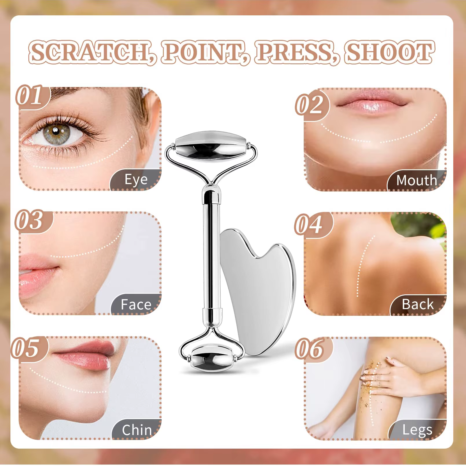 Rouleau Facial en acier inoxydable 304