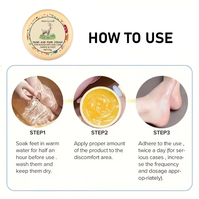 La pommade pour les mains et les pieds craquelés est riche en miel et à l'acide hyaluronique