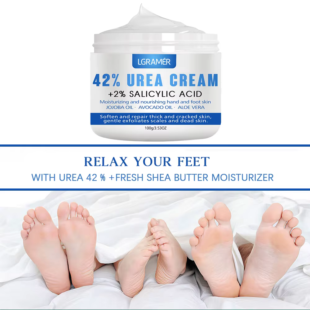 LGRAMER Crème pour les mains et les pieds à l'urée adoucit et hydrate la peau soulage la sécheresse répare les fissures exfolie et pénétrations en profondeur