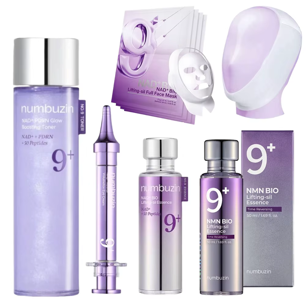 Ensemble de soins de la peau coréen Numbuzin NO.9 NAD+ BIO - Masque liftant-sil