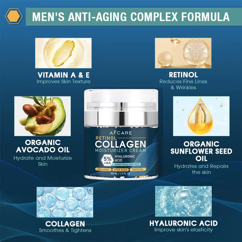 Crème pour le visage au collagène à 8% avec acide hyaluronique de haute qualité