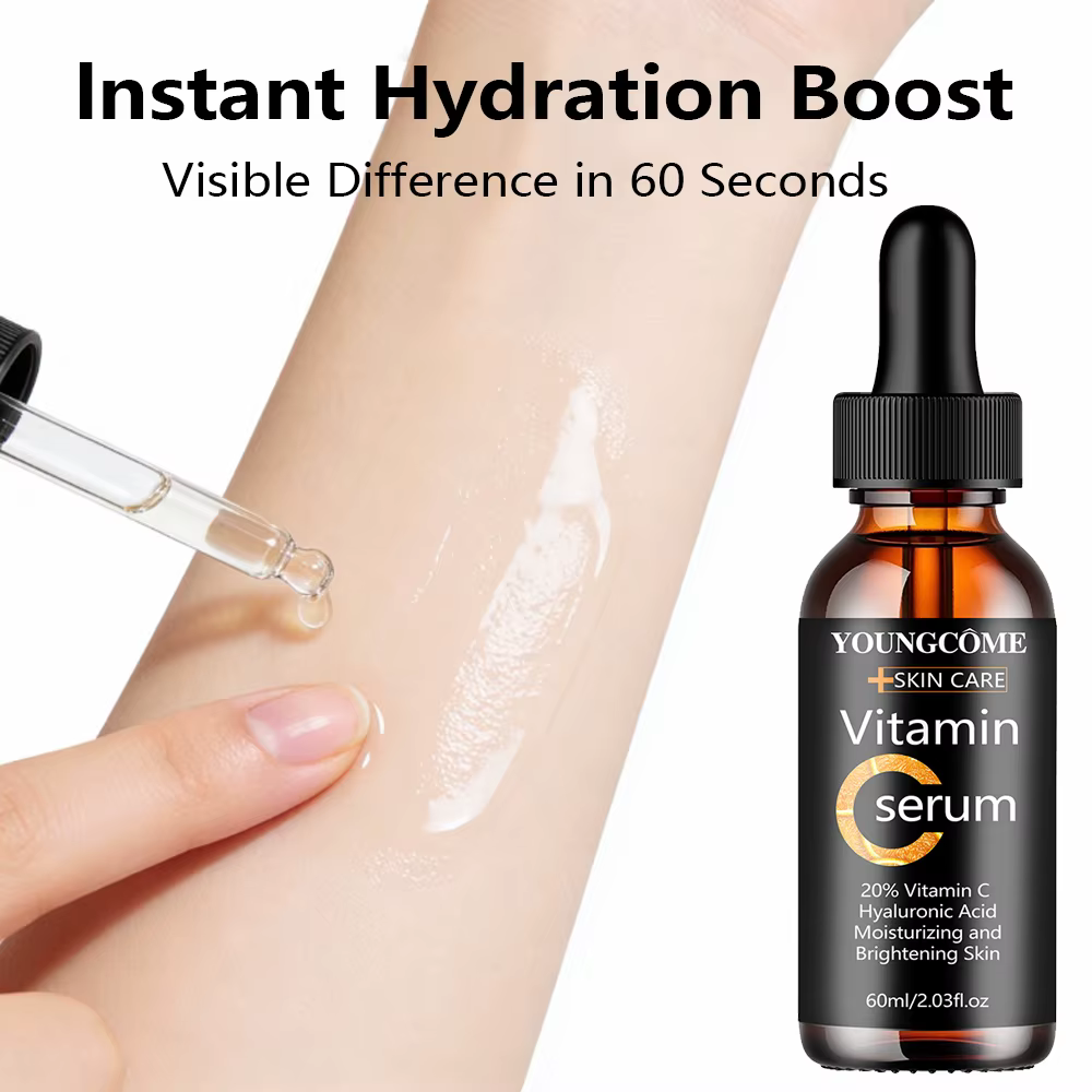 YOUNGCOME Sérum à l'acide hyaluronique à la vitamine C - Essence pour le visage hydratante et raffermissante quotidienne pour tous les types de peau 40/60ML