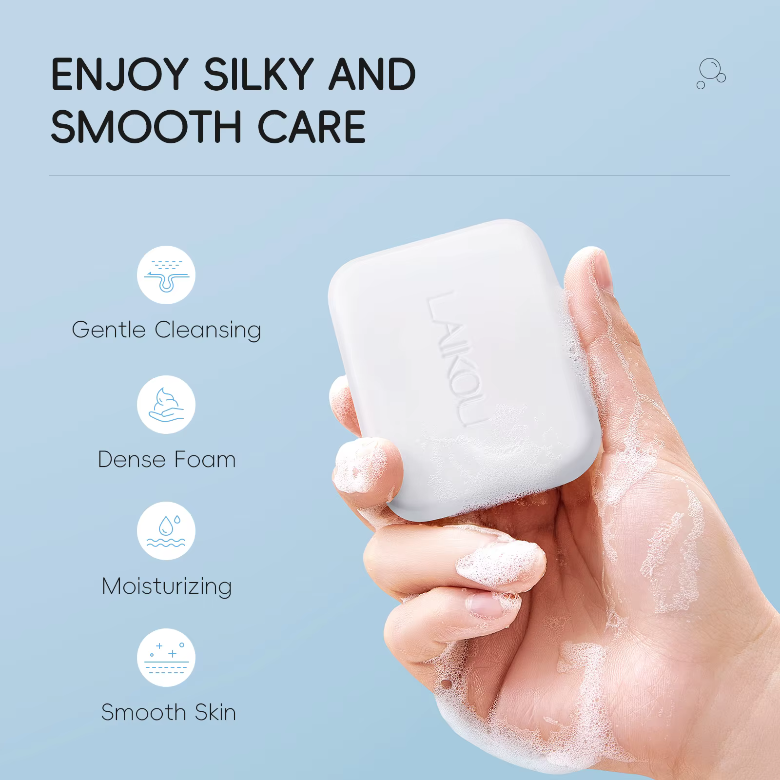 LAIKOU 110g Savon nourrissant au lait nettoyant doux formule non sèche pour peaux douces et lisses