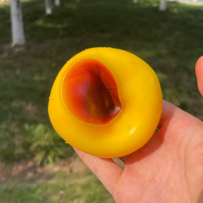 Boule Squishy Faite Main en Forme de Pudding Caramel, Sonore et Croquante, Jouet Sensoriel Anti-Stress à Modeler et à Presser