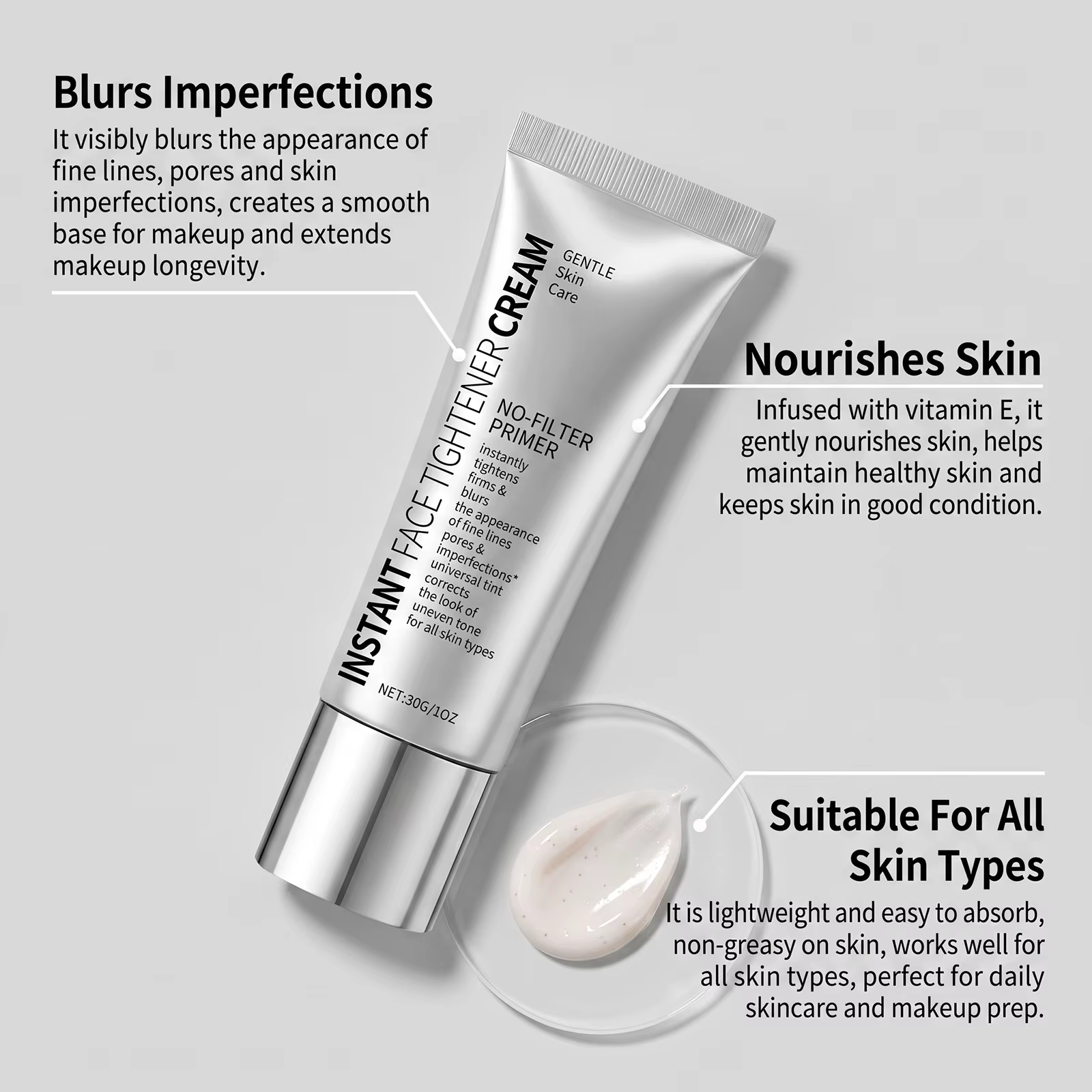 Crème de base hydratante pour le visage, lisse les ridules, répare la barrière cutanée, nourrit en profondeur, base de maquillage douce, tous types de peaux