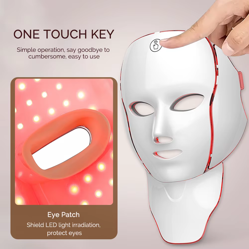 Masque facial LED avec traitement lumineux du cou 7 couleurs
