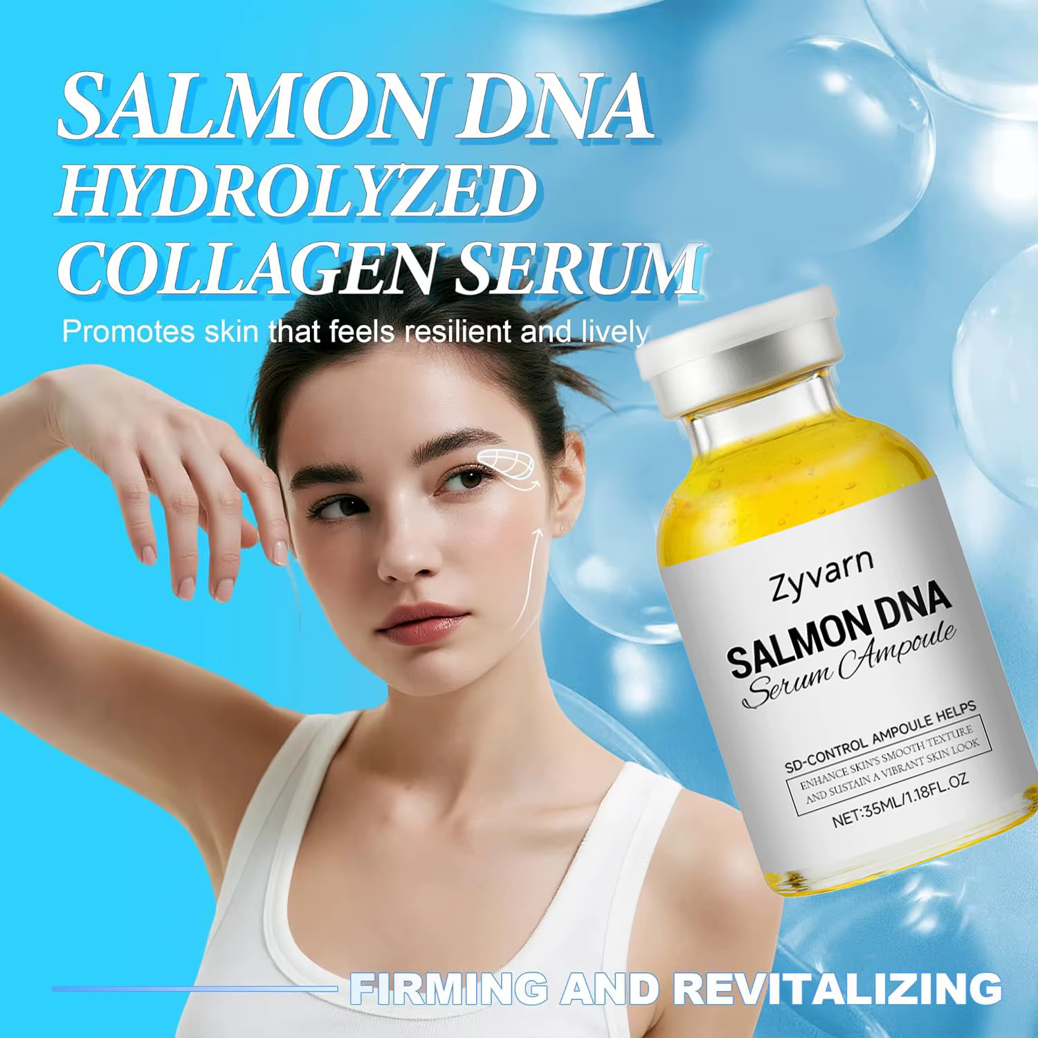 Coffret Sérum Ampoule – Essence Visage Anti-Âge aux Cellules Souches et ADN de Saumon Hydratante & Éclaircissante